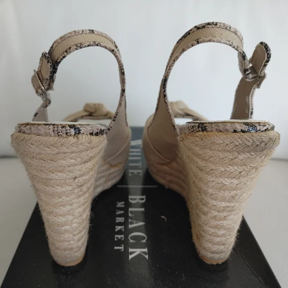 WHBM Daffodil Wedges - Beige with Snake Print Accents - Size 7.5 - Picture 4 of 7